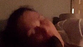 going wild sucking this beautiful big black cock in the bedroom.