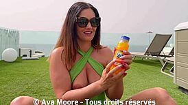 A beautiful brunette has sex with a bottle