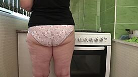 Home Camera Captures Big Ass Mature Housewife Cleaning In Panties