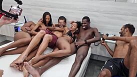 behind the scenes of a huge orgy with naughty yasmin ribeiro and afrodite hotwife, swapping cum, anal creampies, and sexy housewife action