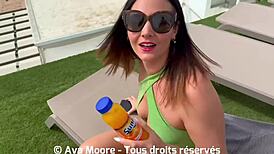 A beautiful brunette has sex with a bottle