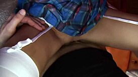 Cute College Student in Schoolgirl Outfit Sucks and Fucks Hard