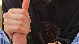 Skinny Amateur Wife Enjoys a Smoke While Giving a Sloppy Blowjob with Cum in Mouth