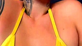 Training in bikini at Copacabana beach gym with friend