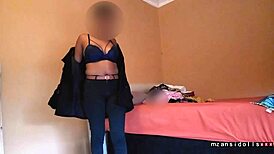 Hot Ebony Babe Teases in Ripped Wet Dress Stripping