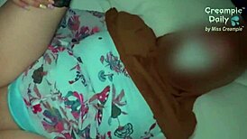 asian girl with puffy pussy gets creampie in hijab