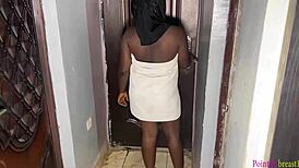 black ebony offers wet pussy to engineers for service 😈