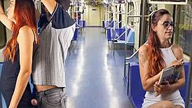 pervert cums on passenger's chest in public bus scene