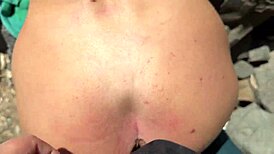 Risky Public Beach Fun with Blonde Teen