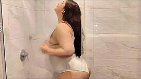 Hey, chubby girl in shower sucks you off, even after that mess!