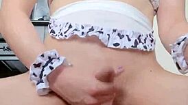 Adorable Trans Hucow Crossdresses And Stuffs Ass With Big Black Dildo Toys