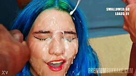 the young girl gets a facial from the group