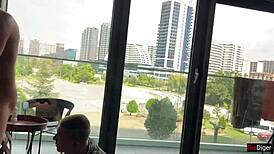 In a public threesome, the cuckold loser watches his skinny wife get fucked and humiliated by amateurs, ending with cum filling her