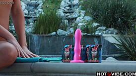 Big Titted Blonde Orgasms by the Pool