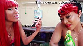 ebony redhead sucks big black cock deep