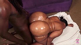 Man, her huge ebony ass just swallows that cock!