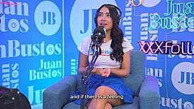 Kinky Colombian MayraOficial experiences the Sybian machine on Juan Bustos podcast.