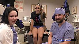 dr tampa conducts entrance physical on brunette latina stefania mafra in florida