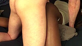 White guy rubs black teen 18+ booty in snowy massage