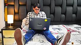 The nerd stepbrother fantasizes about fucking his hot stepsister with big ass