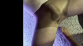 Making my husband WEAR my WET pantyhose while I GIVE him a FOOTJOB