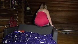 Mature Housewife Reveals Chubby Figure and Stockings in Chat.