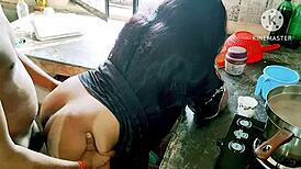Hey, check out this desi wife getting hardcore fucked by neighbor boys in the kitchen!