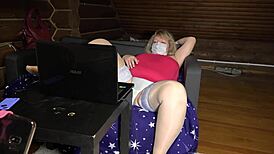 Mature Housewife Reveals Chubby Figure and Stockings in Chat.