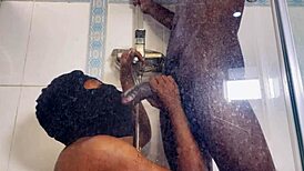 On your knees gobbling the monster cock down your throat, then bent over the wall for hardcore fucking.