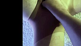 Making my husband WEAR my WET pantyhose while I GIVE him a FOOTJOB