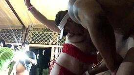 MUSCULAR GUY DESTROYS BLONDE PUSSY AT PUBLIC CARNIVAL!