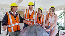 yo, this wrecking ball parody group sex is wild with skinny teen Miley May and older dudes! 😜