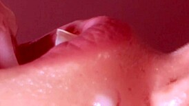 Japanese wife gives close-up blowjob with cum in mouth 😍