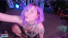 Sexy emo redhead fingering anal while pole dancing