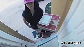 Teen 18+ says, 'Pizza delivery with a blowjob for cash.'