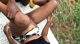 Hot Ebony Cheerleader Performs Homemade Amateur Cheerleading Routine!