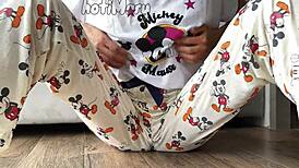 Skinny Teen 18+ Masturbates and Squirts in Pajamas