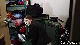 Nasty centerfold gulps jizz