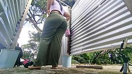 this curvy latina got recorded in a beach cabin, so sensual