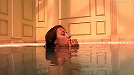 Hot Russian Babe Irina Russaka Bathes Underwater in Pool, Petite Skinny Teen Solo
