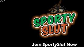 beautiful puffy cameltoe teasing through tight white leggings on petite body