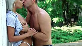 Sixtynining Blonde Babe Gets Cum In Mouth Outdoor Blowjob Handjob Hardcore Natural Tits