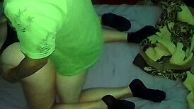 Intense doggy style fucking on mattress with black thong