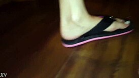 luh gives a footjob with her feet