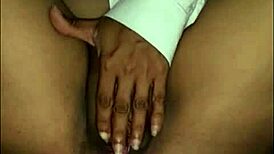 Latina solo masturbation with fingering her big clit and wet pussy lips in bed