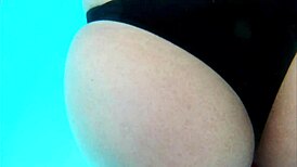 Husband films his wife playing outdoor with two at public hotel pool karina and lucas