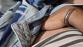 after the game, this cheerleader gets her shaved pussy fingered by the neighbor