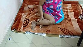 Indian horny girl with big ass and boobs in live sex tape on ranch