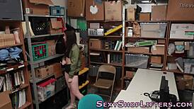 Brunette teen thief caught with small tits