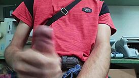 Masturbating Big Cock At Desk